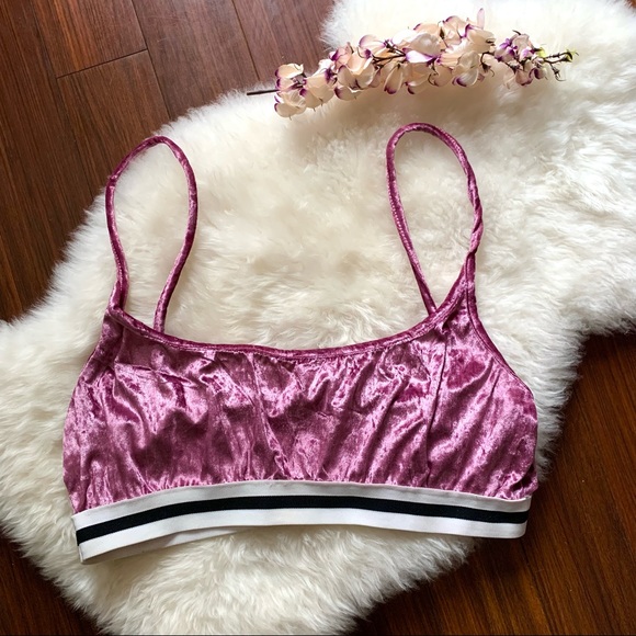 Dusty Rose Velvet Bra Top Shorts Set, Sz L/XL - Picture 3 of 7